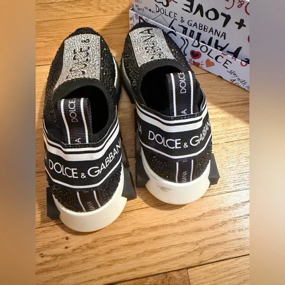 Dolce & Gabbana Black and Silver Crystal Sneakers - Picture 6 of 6